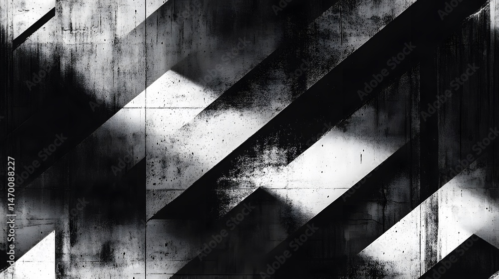 Fototapeta premium Abstract grayscale design on a textured wall surface.