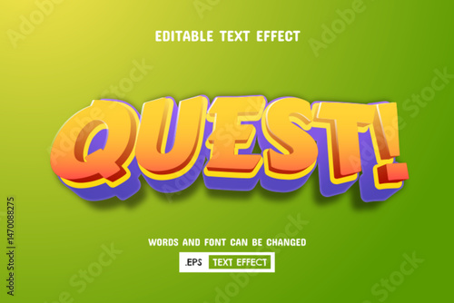 Quest cartoon text - editable 3d text effect
