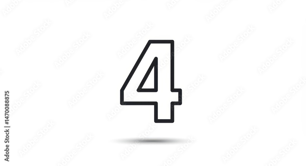 Minimalist Number Four Outline Design Isolated on a White Background Minimalist Number Four Outline Design Isolated on a White Background