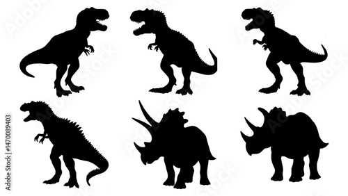 T-Rex Dinosaur Silhouette | Black Prehistoric Vector Clipart