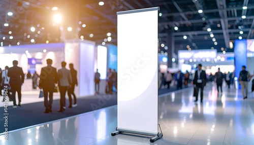 Blank Retractable Banner at a Busy Trade Show