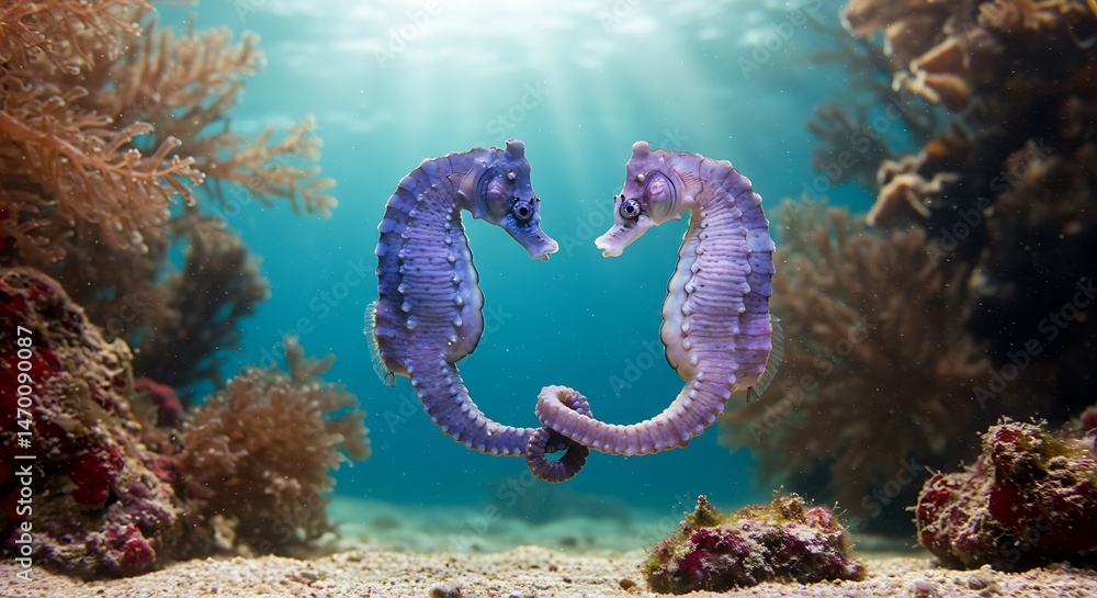Seahorses underwater marine life coral reef ocean aquatic wildlife scene Seahorses underwater marine life coral reef ocean aquatic wildlife scene