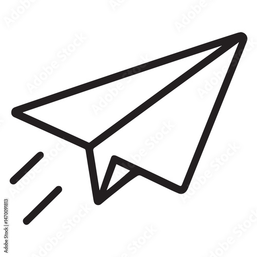 Paper airplane soars with speed lines