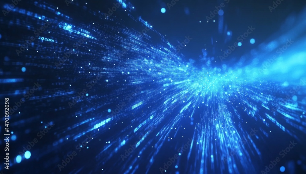 Blue digital background with a blur of computer code and binary numbers in motion, a futuristic technology concept. Blue digital background with a blur of computer code and binary numbers in motion, a futuristic technology concept.