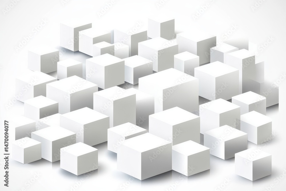 Abstract 3D white cubes Abstract 3D white cubes