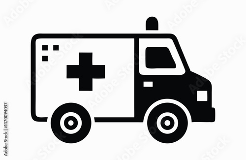 Vector illustration featuring isolated cartoon emergency vehicles like an ambulance for medical aid and rescue transportation