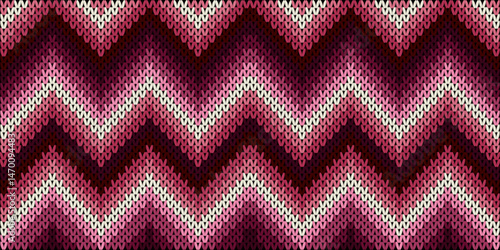 Zigzag Knitted Carpet Pattern in Pink and Red Tones