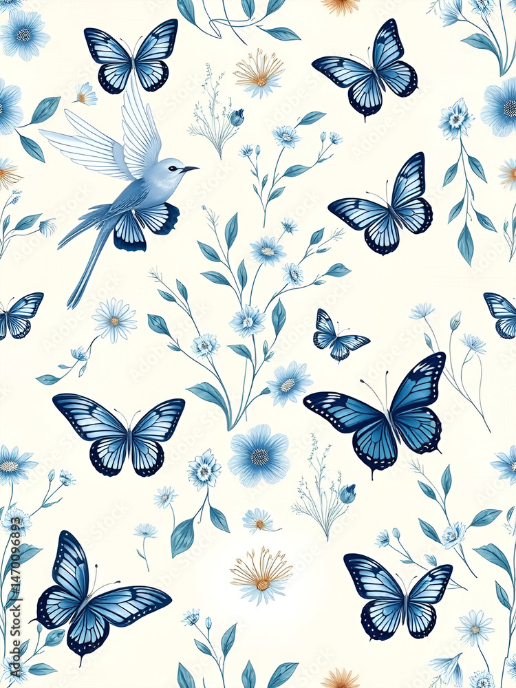 Fototapeta premium seamless background with butterflies