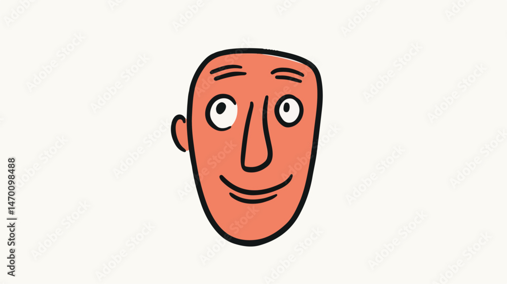 Quirky Hand Drawn Cartoon Face With Simplistic Design And Minimalist Aesthetic On Neutral Background Quirky Hand Drawn Cartoon Face With Simplistic Design And Minimalist Aesthetic On Neutral Background