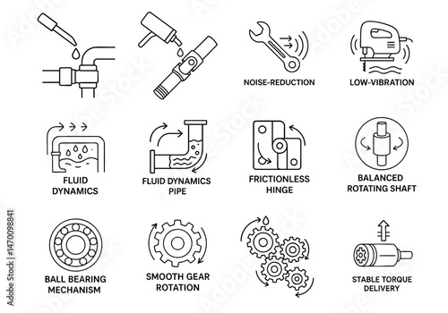 professional tool instrument efficiency concept. Icons representing engineering concepts and mechanisms.