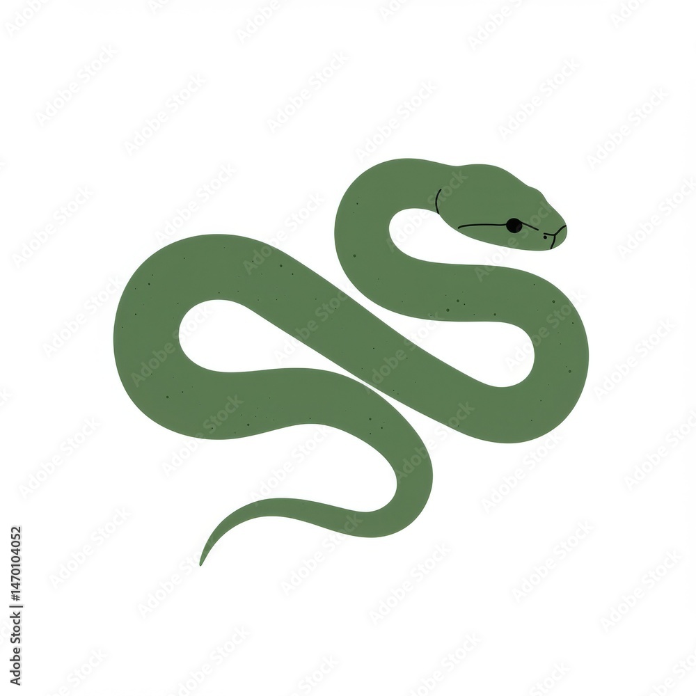 Naklejka premium Green Snake Illustration on White Background