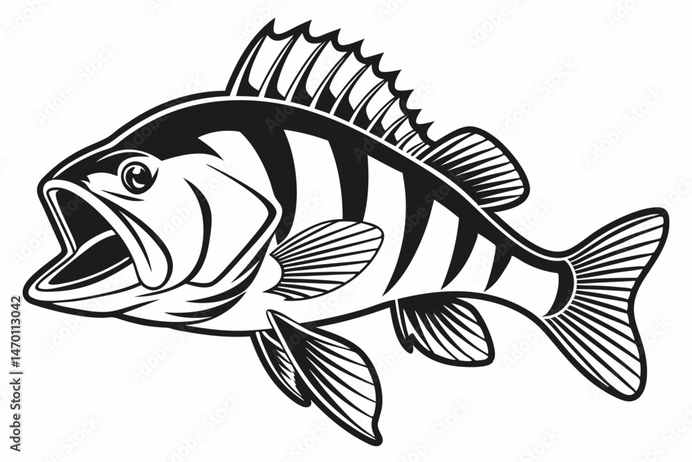 Fototapeta premium perch sihouette black vector