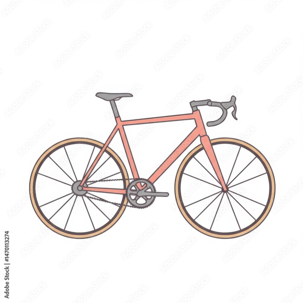 Fototapeta premium Pink Road Bicycle Illustration