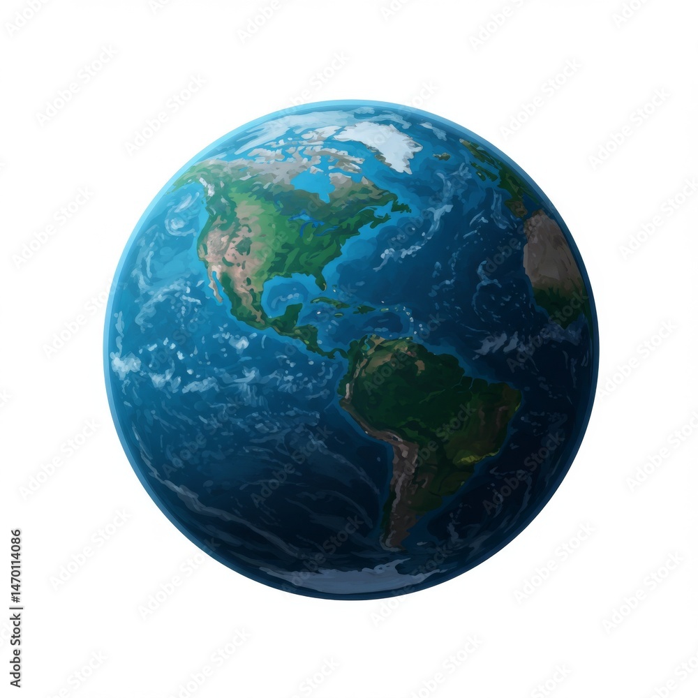 Obraz premium Pixel Art Earth Globe Showing Continents