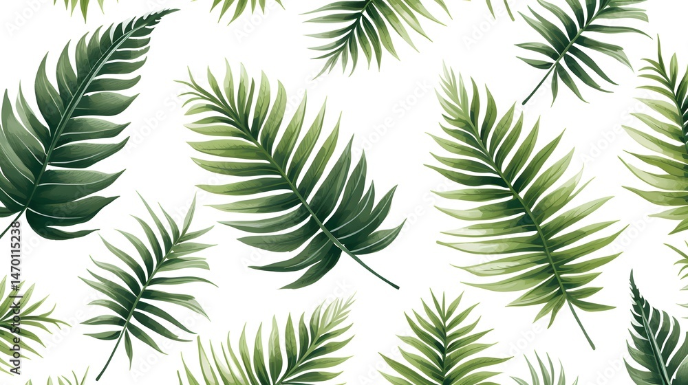 Tropical Watercolor Dark Leaves and Fern Seamless Pattern for Design Projects Tropical Watercolor Dark Leaves and Fern Seamless Pattern for Design Projects