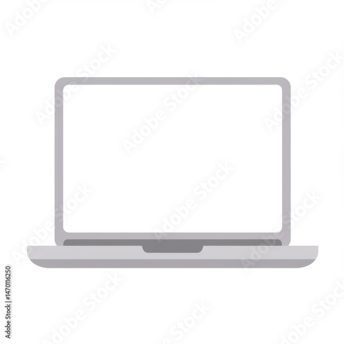 Grey Laptop Computer on White Background