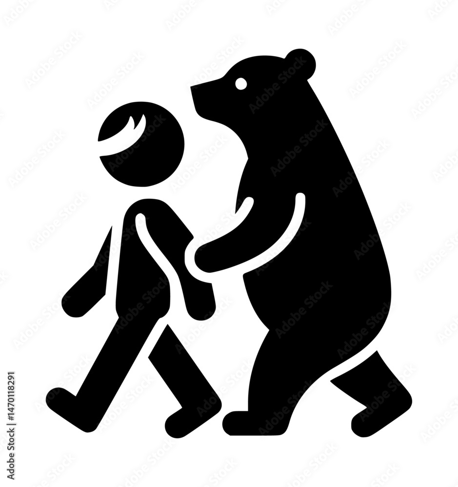 Obraz premium Simple Boy Bear Walk Black Logo