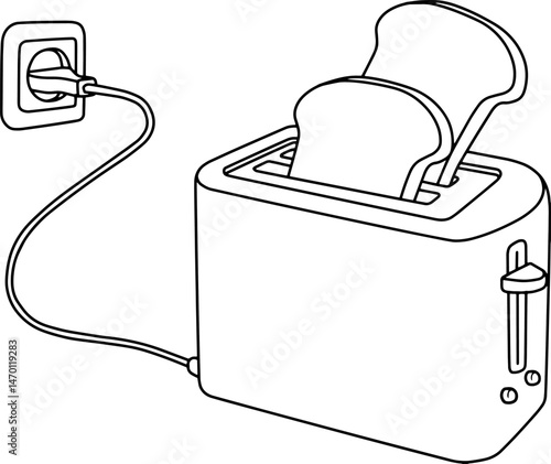 toaster line vector illustration isolated on white background