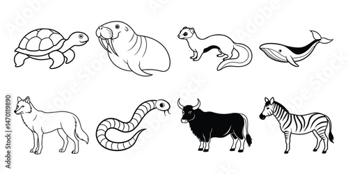 set of animals vector