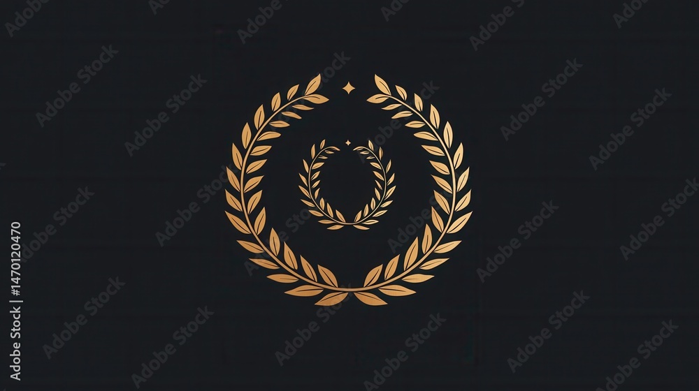 Naklejka premium A modern minimalist logo featuring a laurel wreath encircling an elegant monogram