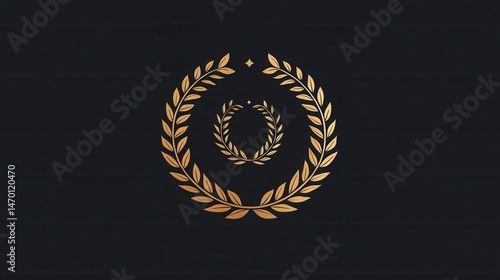 A modern minimalist logo featuring a laurel wreath encircling an elegant monogram