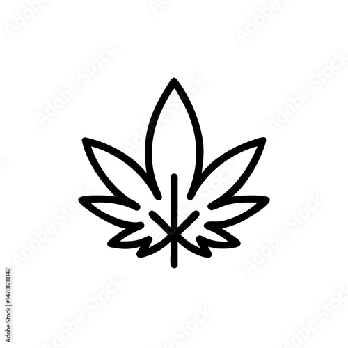 cannabis leaf outline illustration on white background  