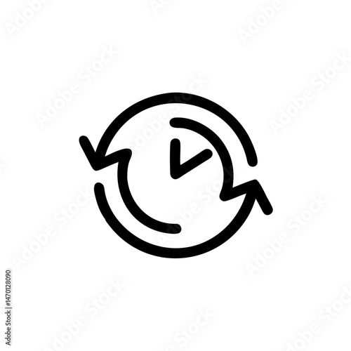 clockwise icon, Clock symbol indicating time and continuity in a circular design  