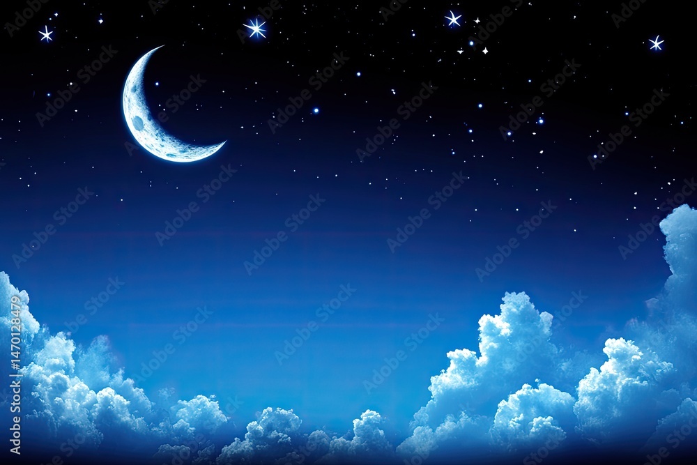 Night sky with moon and clouds Night sky with moon and clouds