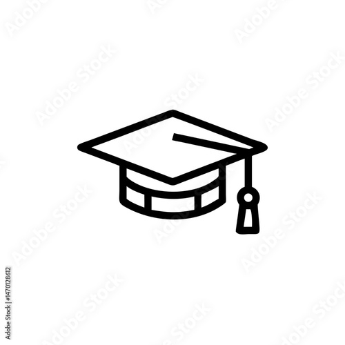 Graduation mortarboard cap icon on a simple background  