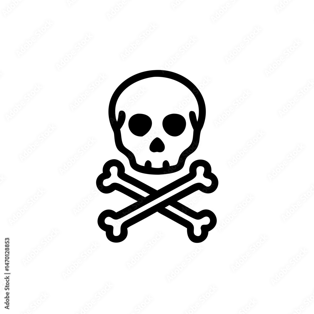 Skull and Crossbones Icon in Simple Style Skull and Crossbones Icon in Simple Style