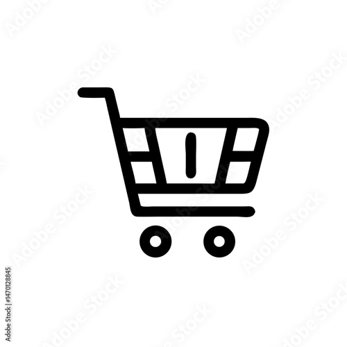 Minimalist Shopping Cart Icon in Black and White  