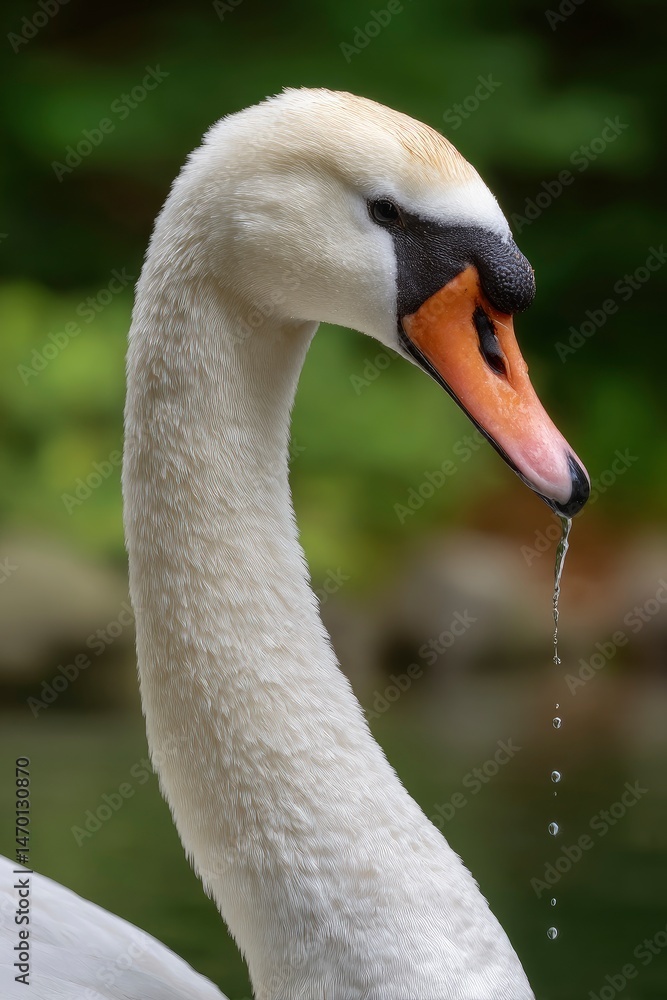 Elegant Mute Swan: Graceful Profile, Soft Feather Detail Elegant Mute Swan: Graceful Profile, Soft Feather Detail