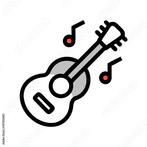 Acoustic Guitar Icon Representing String Instrument and Musical Performance