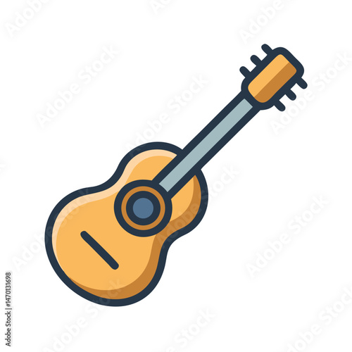 Acoustic Guitar Icon Representing String Instrument and Musical Performance