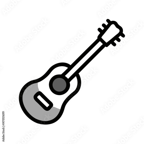 Acoustic Guitar Icon Representing String Instrument and Musical Performance