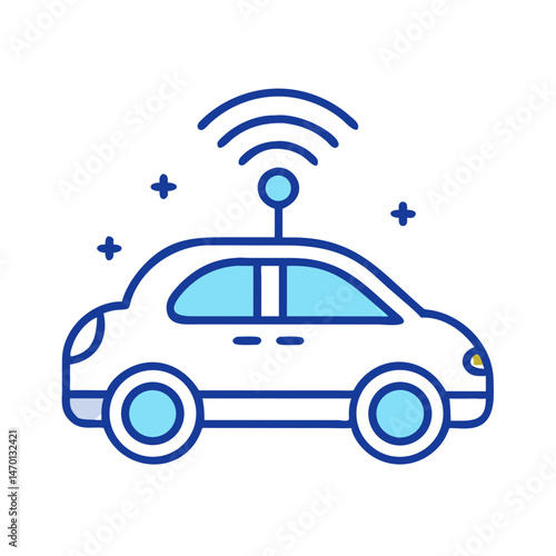 Autonomous Self-Driving Car Icon Representing Smart Vehicle Technology and AI Transportation