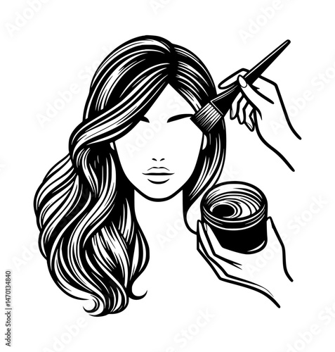 hair color beauty hairstyle icon logo black color vector white background