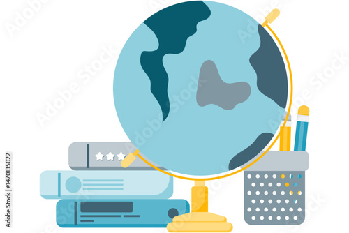 Globe and school supplies
