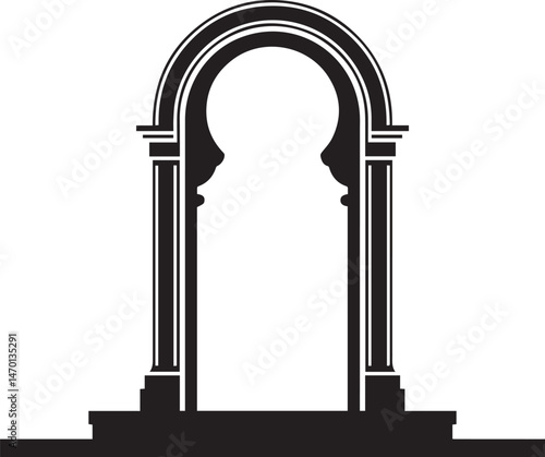 Arch Door Silhouette Vector – Classic Curved Entry Illustration