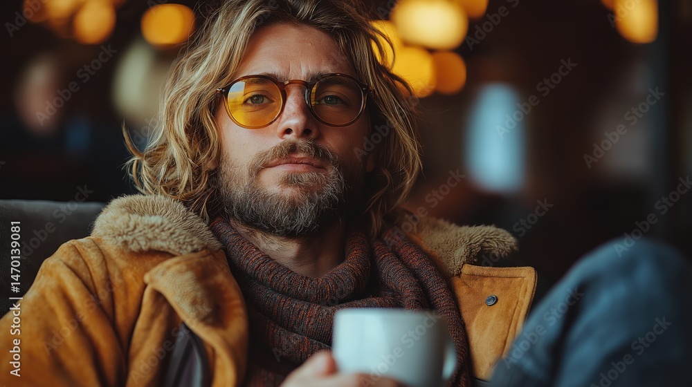 Stressed teleworker enjoys coffee break to relax at home during a busy workday in the afternoon
