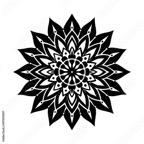 Mandala Design Vector on White Background Intricate Line Art for Print & Digital Use

