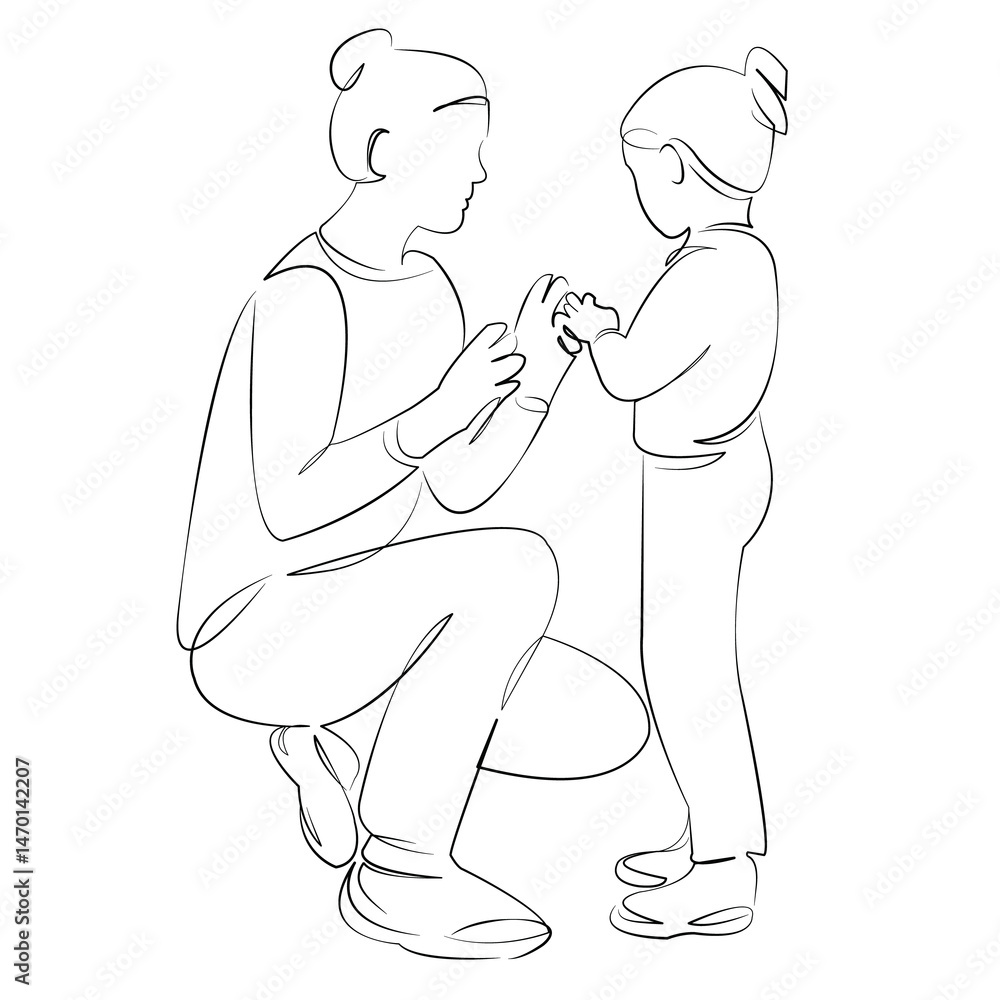 One continuous single drawing line art flat doodle mother, child, family, fun, childhood, lifestyle, daughter, happiness. Isolated image hand draw contour on a white background, hand drawn, not AI One continuous single drawing line art flat doodle mother, child, family, fun, childhood, lifestyle, daughter, happiness. Isolated image hand draw contour on a white background, hand drawn, not AI