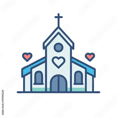 Church Building Icon Representing Wedding Ceremony and Religious Event