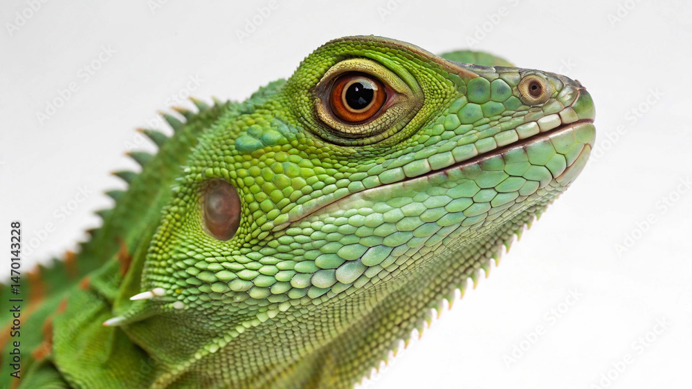 closeup of green lizard with large eyes detail closeup of green lizard with large eyes detail