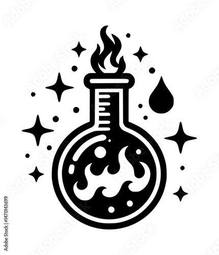 Minimalist Flask Burner Icon Logo