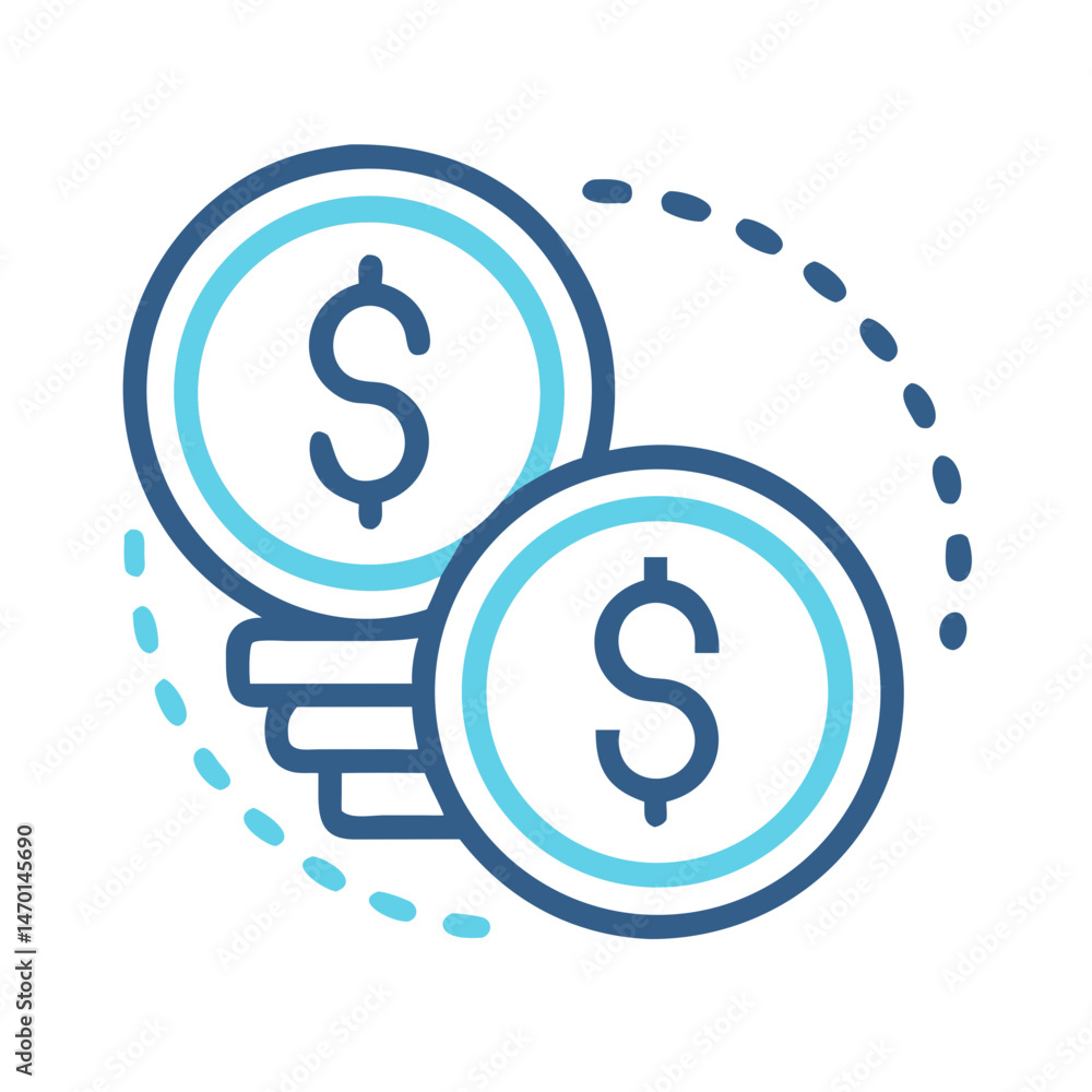 Fototapeta premium Coins Icon Representing Currency and Financial Transactions