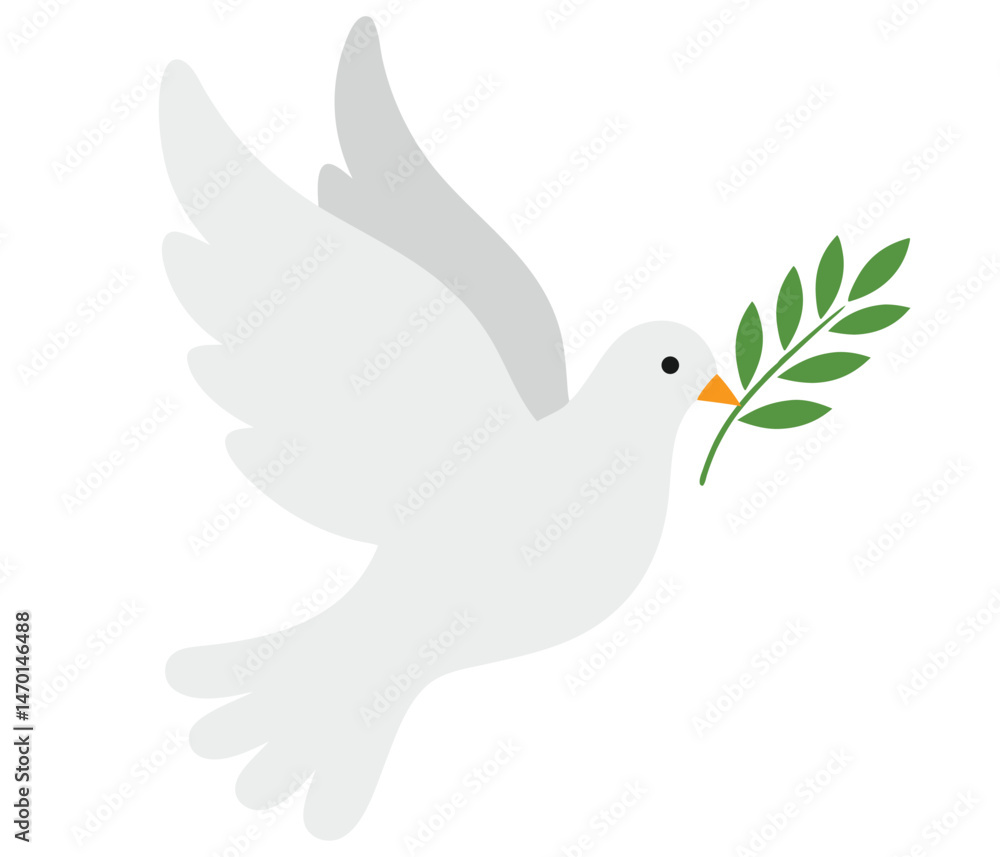 Obraz premium White Pigeon with Olive Leaf Symbolizing Peace and Harmony in Nature and Society