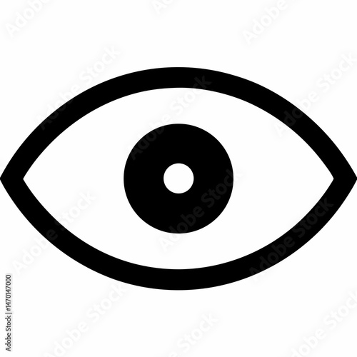 Eye Symbol Vector Artwork for Visual Perception or Observation in Black Line Art Minimalist Style