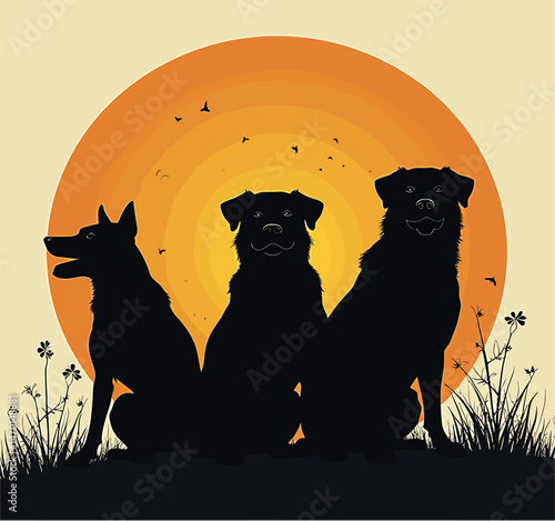 Bold  Dogs Wild Animal Vector Illustration – High Detail Silhouette Design