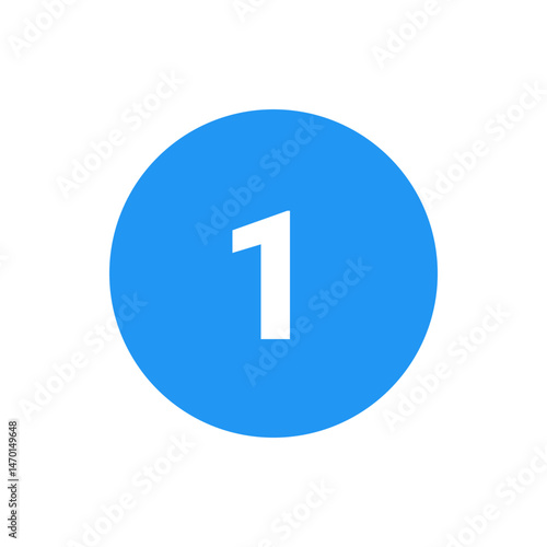 A blue circle with the number one in the center symbolizing sequence initiation and a single step forward